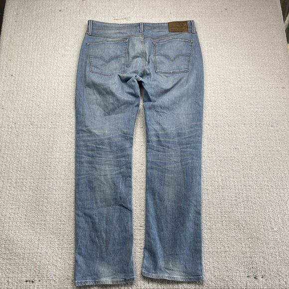Y2K Guess Jeans Men's 36x32 Lincoln Slim Straight Light Blue Distressed Denim - Picture 10 of 13